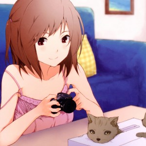 Konachan.com - 128486 Animal Brown_eyes Brown_hair Camera Cat Nishiuri_warito Original Scan