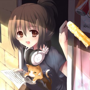 Konachan.com - 86826 Animal Cat Dreamlight2000 Food Headphones Original