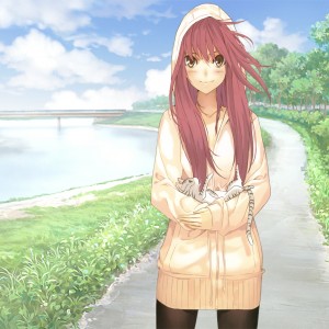 Konachan.com - 77574 Animal Blush Brown_eyes Cat Landscape Red_hair Scenic