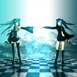 Konachan.com - 78412 Black_rock_shooter Hatsune_miku Kuroi_mato Twintails Vocaloid