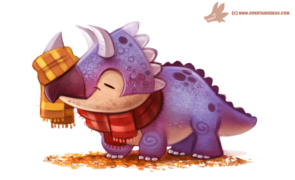 Daily Paint #1052. Autumn Dinos - Triceratops