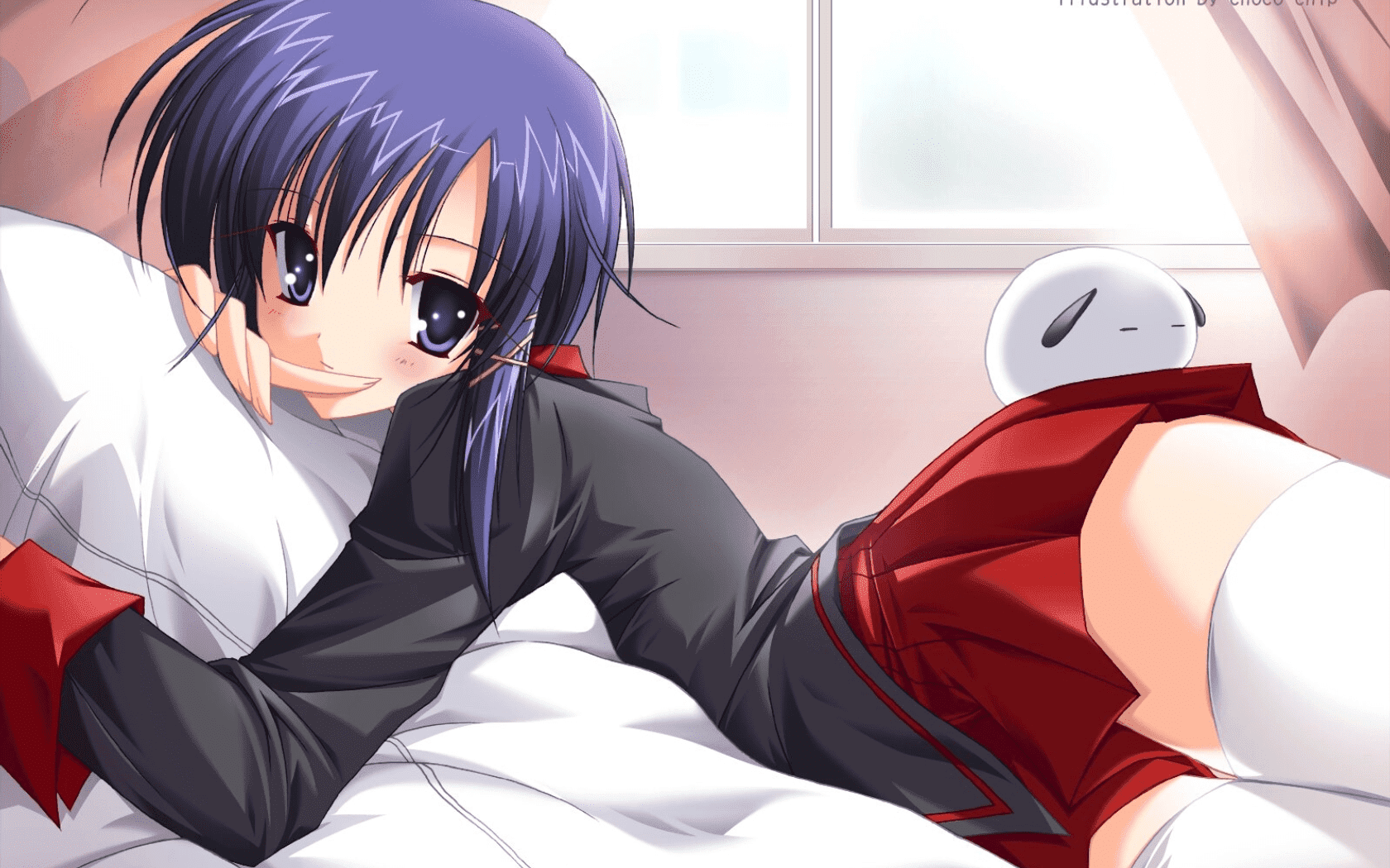 Konachan.com - 28786 Bed Blush Choco_chip Tagme Thighhighs